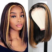 Wholesale Sunber Highlight Bob Human Hair Wigs TP1B30 Middle T Lace Part Wig Bone Straight Malaysian Short Ombre