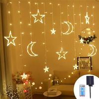 Wholesale LED Solar Lamp String Lights Outdoor Fairy Curtain Light Moon Stars Christmas Party Patio Garden Garland Holiday Decor Lamps