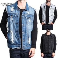 Wholesale Men s Jackets Summer Modis Large Size Denim Vest Loose M XXL XXXL Casual Color Black Light Blue Blue