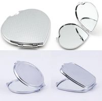 Wholesale Sublimation Portable Makeup Mirror Transfer Consumable Blank with Aluminum Heart shaped Mirrors Photo Customization DIY Creative Gift