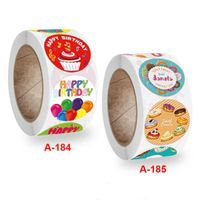 Wholesale Gift Wrap Round Sticker cm Cute Cake Children s Happy Birthday Stickers Party Decorations Card Labels