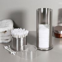 Wholesale Stainless Steel Acrylic Cotton Swabs Storage Box Swab Holder Desktop Cosmetic Pads Boxes Containers Bins