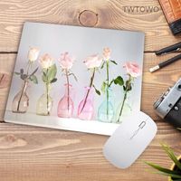 Wholesale Mouse Pads Wrist Rests Big Promotion Pink Flower Vase Laptop Gaming Mice Mouse pad Small Size Natural Rubber Game Pad For School Child Des