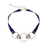 Wholesale Bulk Price Blue Ribbon Green Glass Crystal Pendant Choker Necklace Women Fashion Charm Jewelry Chokers
