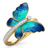 Wholesale Fashion Gorgeous Butterfly Ring Crystal Engagement Rings Marriage Rings For Women Jewelry Gift