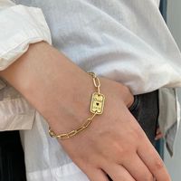 Wholesale Bangle Simple Cuban Link Chain Bracelet Dear Love You Letter Heart Carved Tag Charm Wristlet Gold Color Women Couple Jewelry Gift