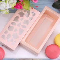 Wholesale Pastry Hollow Out Storage Paper Box Solid Color Gift Package Rectangle Boxes Macaron Cake Chocolate Case Kitchen Home Supplies RRE10441