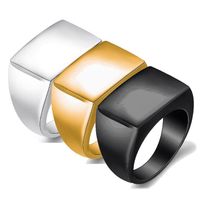 Wholesale Fashion Rectangular Design Casted Ring by L Stainless Steel in High Polishing For Men Silver Gold Black Color