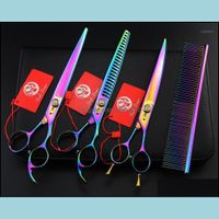 Wholesale Supplies Home Gardenpurple Dragon High Quality Professional Pet Grooming Sets Inch Cutting Thinning Curved Scissors For Dog Grooming1 Dr