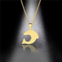 Wholesale Pendant Necklaces Fashion Stainless Steel Chain Necklace For Women Man Jumping Dolphin Gold Color Fish Engagement Jewelry
