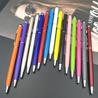 Wholesale 6Pieces black ballpoint pen Originality Metal Touch Pen Touch Screen Stylus Tablet Smart Phone Capacitor Stylus Black ink refill