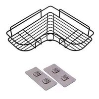 Wholesale Hooks Rails Punch free Solid Shower Wall mounted Storage Kitchen Rack Seasoning Wrought Iron Painting Bathroom