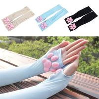 Wholesale UV Sun Protection Stretchy Cute Cat Claw Fingerless Sleeves Tattoo Cover Up Outdoor Sports Arm Warm Gloves