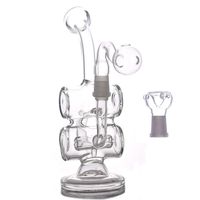 Wholesale Mini Dab Rigs smoking water pipe Recycler bong Double Barrel Percolator honeycomb bong With mm Joint glass oil burner pipe