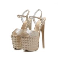 Wholesale Sandals cm Heel Gladiator Women Stripper Shoes Summer Wedding Party Fashion Stiletto Platform High Heels Gold1