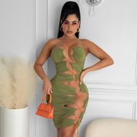 Wholesale Casual Dresses Bandage Bodycon Mini Dress For Women Hollow Out Sexy Club Night Partywear Backless Sleeveless Skinny Party Fashion