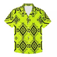 Wholesale Men s Casual Shirts Luxury Design Summer Mens Shirt Short Sleeve Polynesian Tribal Tattoos Polyester Top Button Beach