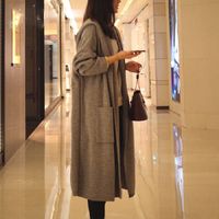 Wholesale Sweater Cardigan Women Long Hooded Coats Plus Size XL Winter Clothes Korean Style Ladies Coat Fashion Outwear Knitted Autumn Trench