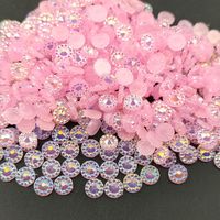 Wholesale Nail Art Decorations Queenme mm Jelly Pink AB Flatback Round Rhinestone Glittler Resin Strass Stones Stickers Decoration
