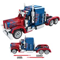 Wholesale SEMBO City Classic Pull Back Car Building Blocks technical Peterbilt Heavy Container Truck Bricks Toys for Boys