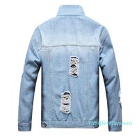 Wholesale Spring Autumn Tracksuits Ripped Stitching Men s Sets Light Blue Jacket and Jeans Piece Set Casual Patch Conjuntos De Hombres