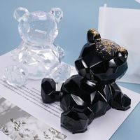 Wholesale Cute Bear D Silicone Mold Crystal Geometric Bears Mobile Phone Holder Funny Making Molds Kawaii Homemade DIY Resin Pendant Mould