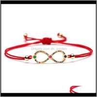 Wholesale Bracelets Jewelry Drop Delivery Shiny Multicolored Cubic Zirconia Brass Infinity Love Charm Bracelet Women Girl Micro Pave Cz Lovely Red