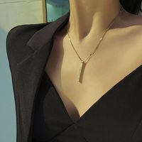 Wholesale New Stainless Steel Natural Shell Bar Pendant Necklace Statement for Women Office Jewelry High Quality