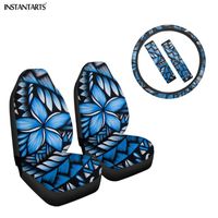 Wholesale Car Seat Covers INSTANTARTS Polynesian Plumeria Printed Stylish Protector Front Cover Soft Shoulder Strap Pads Steering Wheel