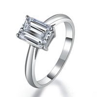 Wholesale 1Ct Emerald Cut Diamond Engagement Solitaire Ring For Her Solid Platinum Female Jewelry Cluster Rings