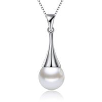 Wholesale 8mm Water Drop Natural Freshwater Pearl Pendant for Women Sterling Silver Clavicle Necklace inches Anniversary Pearls Gift