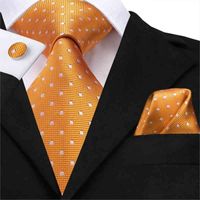 Wholesale SN Hi Tie Classic Man Silk Tie Fashion Solid Dots Business Neck Ties for Men Cravat Wedding Party Orange NeckTie
