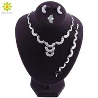 Wholesale Earrings Necklace African Wedding Jewelry Dubai Silver Color Sets Romantic Design