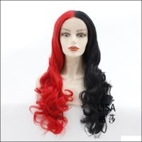 Wholesale Aessories Tools Products Chemical Fiber Black And Red Double Splicing Large Wave Wig Womens Front Lace Long Curly Hair Er Drop Delivery