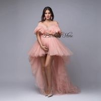 Wholesale Sweet Blush Pink High Low Maternity Women Dress Fashion Long Birthday Party Dresses Puffy Wedding Guest Formal Casual