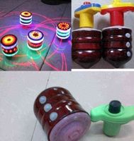 Wholesale LED flash wood gyro music light emitting toy spinning top peg top for baby novelty classic toy kids Toys gifts Drop Shipping