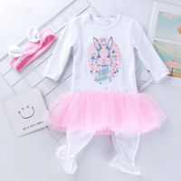 Wholesale Easter Baby Girl Clothes Infant Girls Dress Romper Headband Sets Cartoon Newborn Jumpsuits Boutique Baby Clothing BT5023