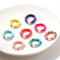 Wholesale Bohemia Multicolor Handmade Beaded Polymer Clay Rings For Women Vintage Ethnic Gold Silver Color Bead Adjustable Rings Jewelry