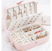 Wholesale NEW Protable PU Jewelry Storage Boxes Mini Jewelry Collection Organizer Earrings Necklace Ring Case Travel Accessories Holder