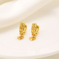 Wholesale 24k Fine Solid Gold Filled drop Earrings Ear Cuff Love Trendy fashion Jewelry hang Heart Middle Eastern Arracadas oro laminado
