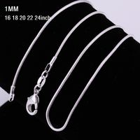 Wholesale 1mm inch Sterling Silver Chain Necklace Stamped Snake Necklaces For Women Fashion Jewelry Cheap Discount