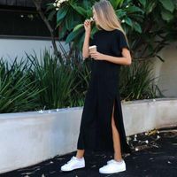 Wholesale Sexy Tshirt Dress Female Spring Summer Short Sleeved Maxi Hip With Slits Ins Fashion Women s T Shirt