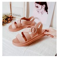 Wholesale Women Sandals Arch Support Cross Strap Jelly Shoes Ankle Buckle Casual Flats Soft Sole Comfortable Backless Waterproof Rain Day
