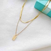 Wholesale Korean ins metal wind thick snake bone geometric double layer Necklace Gold collarbone Necklace sweater chain long women