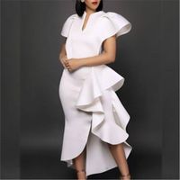 Wholesale Ethnic Clothing GuyaWax African Style Elegant Party Sexy Evening Women Long Dresses Bodycon Split Female Ruffles Maxi Red Dress Prom