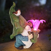 Wholesale Arts Crafts Funny Naughty Resin With Solar LED Light Garden Dwarf Statue Decoration Villa Home Decoartion