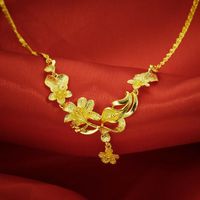 Wholesale Pendant Necklaces Bridal Wedding Party Jewelry Yellow Gold Filled Womens Delicate Necklace Luxury Flower Chain