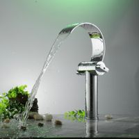 Wholesale Bathroom Sink Faucets Luxury Brass Chromed Waterfall Faucet Two Handle Single Hole Tall Tap Mixer Br a Ba0s