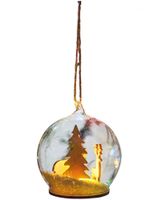 Wholesale Party Decoration Glass Snowball Christmas Tree Ornaments Ball Lamp Hanging Crystal Holiday Atmosphere Lights