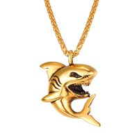 Wholesale Shark Fish Dolphin Pendant Animal Jewelry Men Boys Necklace with Stainless Steel Gold Black Gun Plated Sterling Silver Chain YS3193